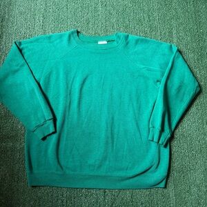 Vintage 90s Hanes Green Blank Crewneck Sweatshirt - large